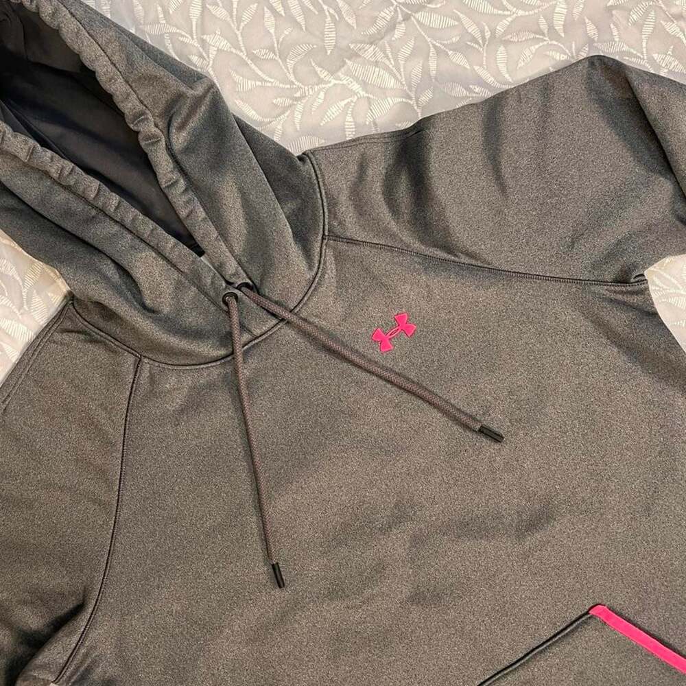 Under Armour ColdGear Performance Pullover Hoodie Gray Hot Pink